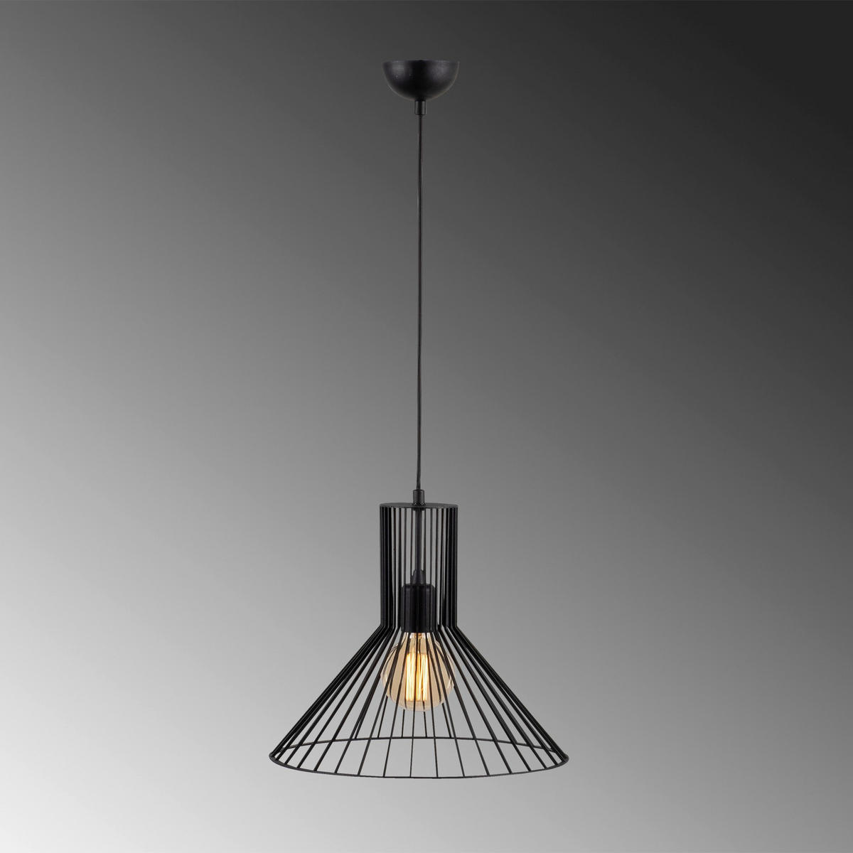 Opviq Pendelleuchte Fellini schwarz Metall B/H/T/L/D: ca. 38x128x38x38x38 cm E27 1 Brennstellen Fellini - schwarz (38,00/38,00/128,00cm) - Opviq