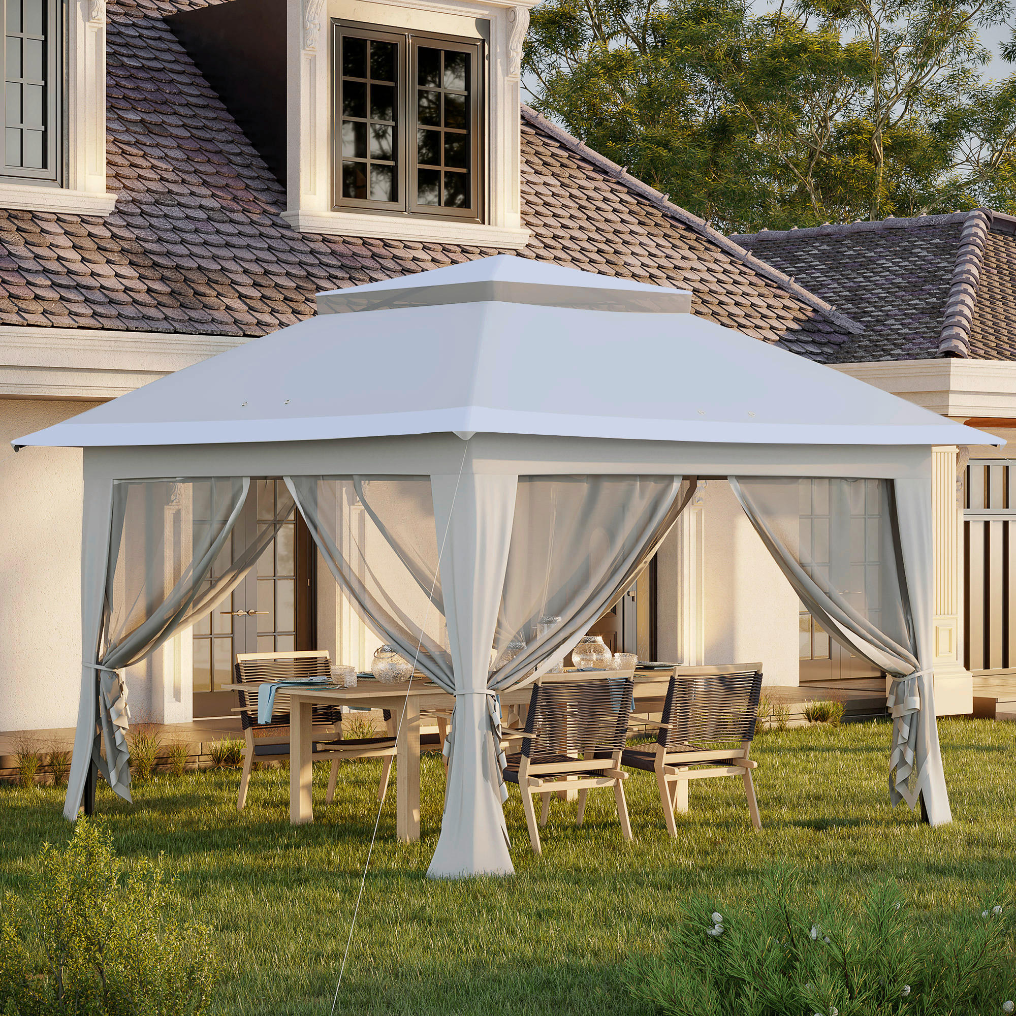Outsunny Pavillon mit Rollentasche grau Stahl B/H/L: ca. 364x294x364 cm Pavillon mit Rollentasche - grau (364,00/364,00/294,00cm) - Outsunny