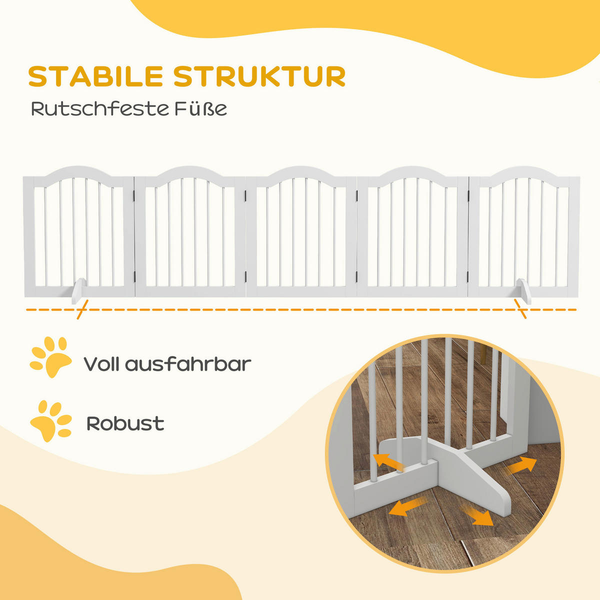 PawHut Hunde-Absperrgitter weiß MDF B/H/L: ca. 29,5x61x254,5 cm Hunde-Absperrgitter - weiß (254,50/29,50/61,00cm) - PawHut