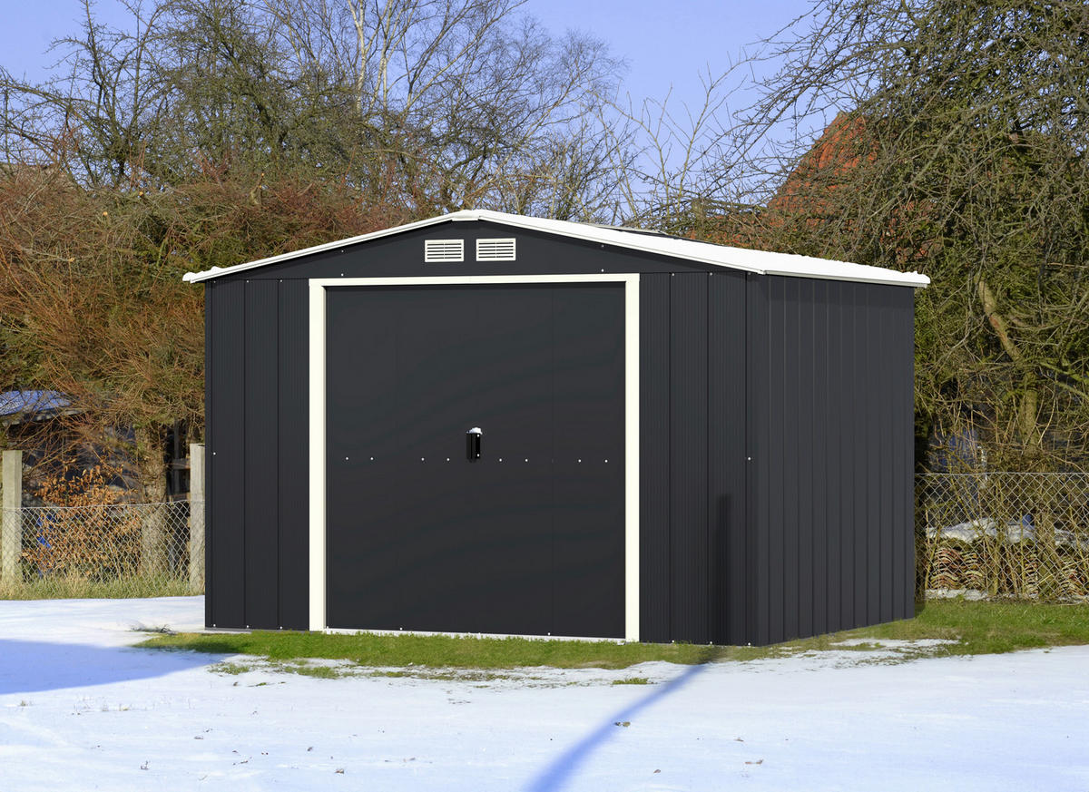 VCM Gerätehaus anthrazit B/H/L: ca. 322x196x234 cm Gerätehaus mit Schiebetür - anthrazit (234,00/322,00/196,00cm) - VCM