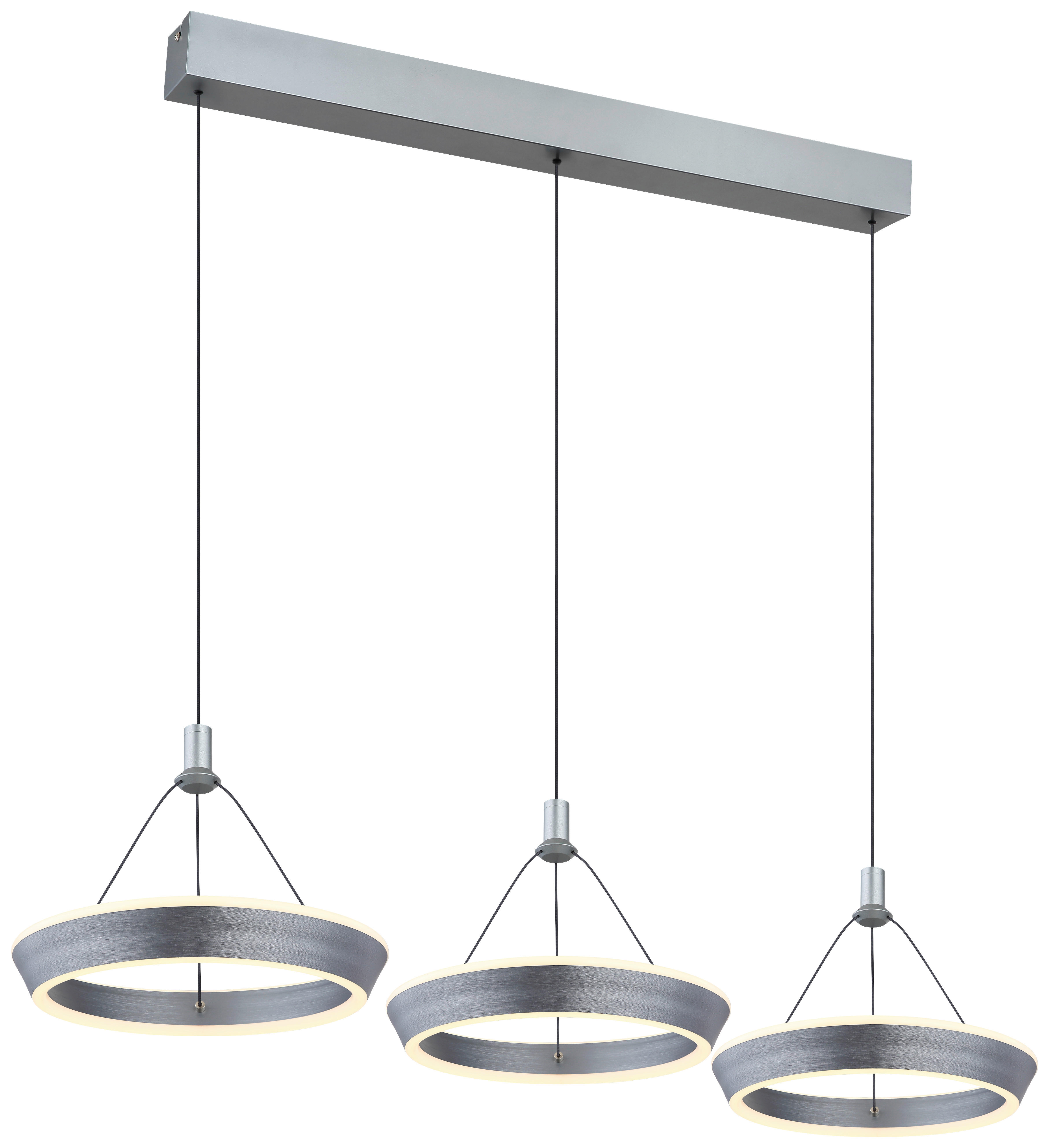 GLOBO LED-Pendelleuchte 67316-3 titanfarbig grau Metall Silikon Aluminium B/H/T: ca. 30,4x180x97,5 cm FERRA - titanfarbig/grau (30,40/180,00/97,50cm) - GLOBO