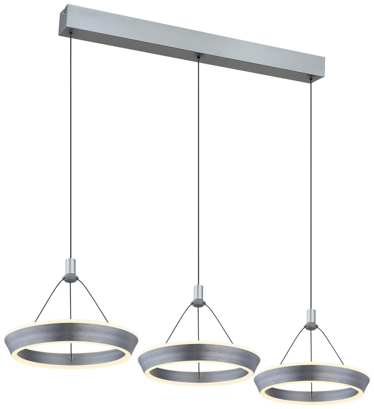 GLOBO LED-Pendelleuchte 67316-3 titanfarbig grau Metall Silikon Aluminium B/H/T: ca. 30,4x180x97,5 cm FERRA - titanfarbig/grau (30,40/180,00/97,50cm) - GLOBO