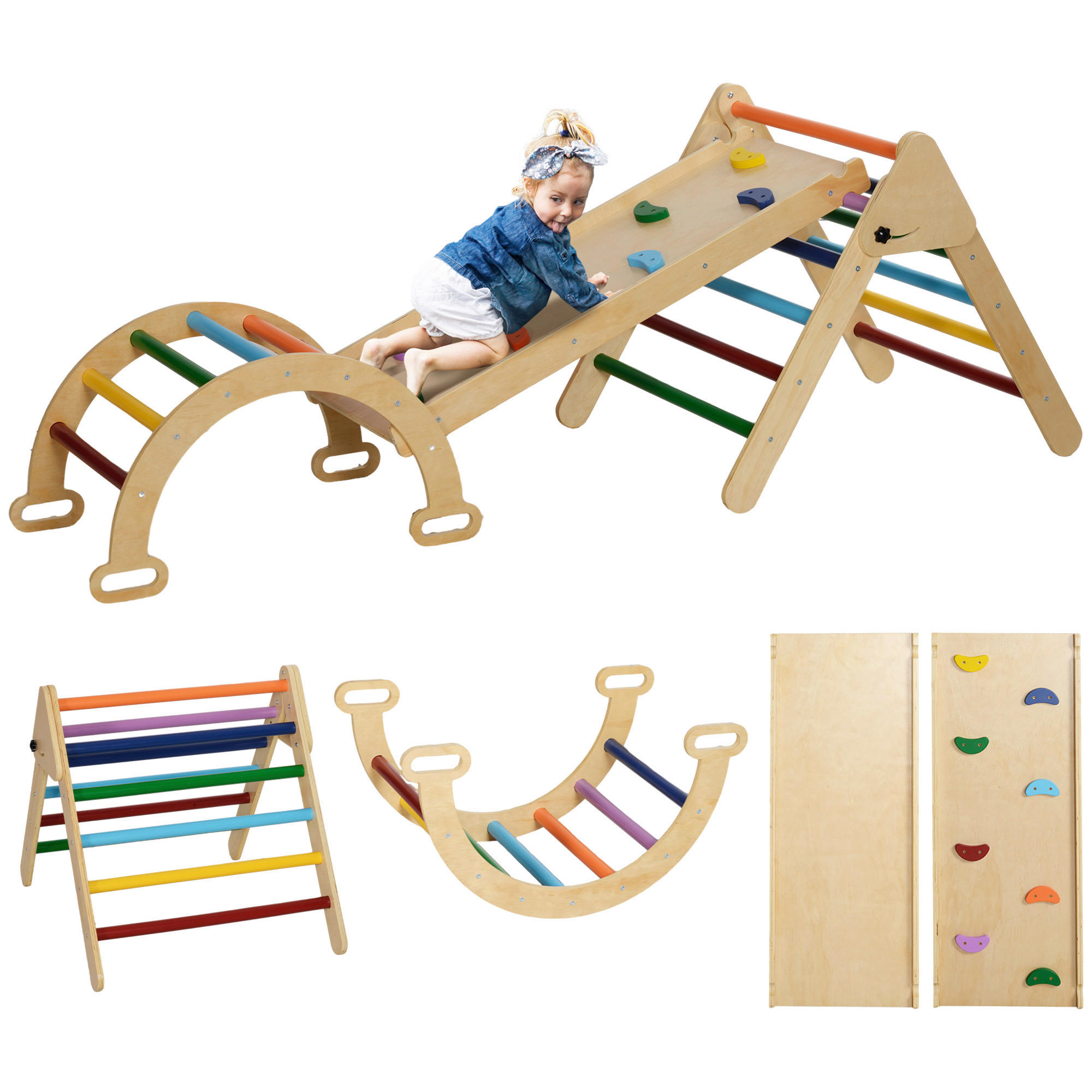 AIYAPLAY Klettergerüst multicolor B/H/L: ca. 64,5x63x178 cm Klettergerüst - multicolor (178,00/64,50/63,00cm) - AIYAPLAY