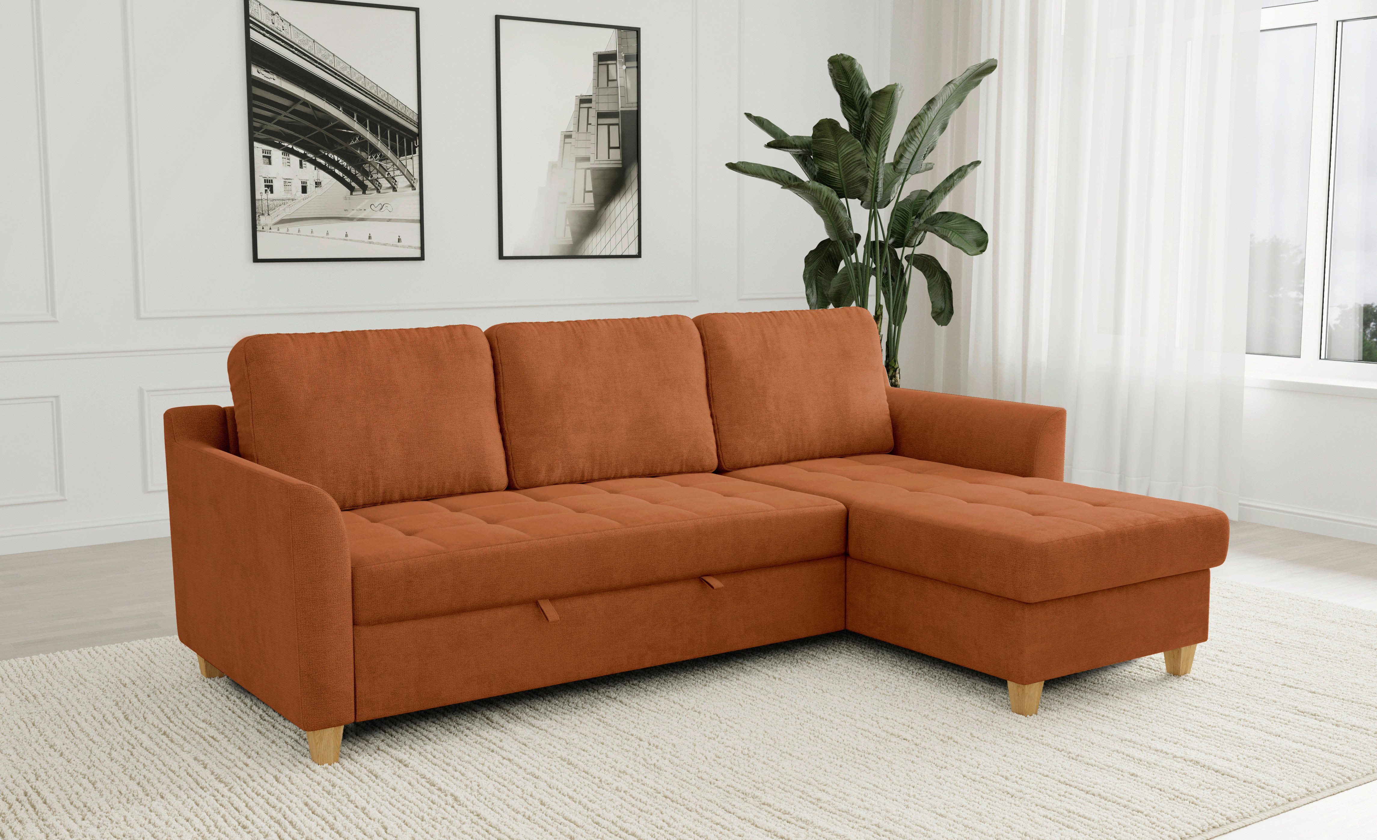 Ecksofa Liv terra Microfaser B/H/T: ca. 231x86x150 cm Liv - Eiche/terra (231,00/86,00/150,00cm)
