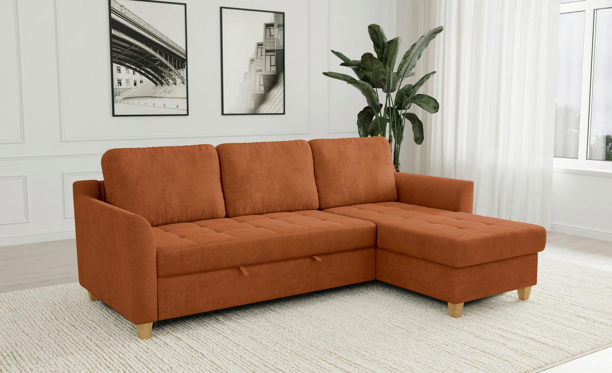 Ecksofa Liv terra Microfaser B/H/T: ca. 231x86x150 cm Liv - Eiche/terra (231,00/86,00/150,00cm)