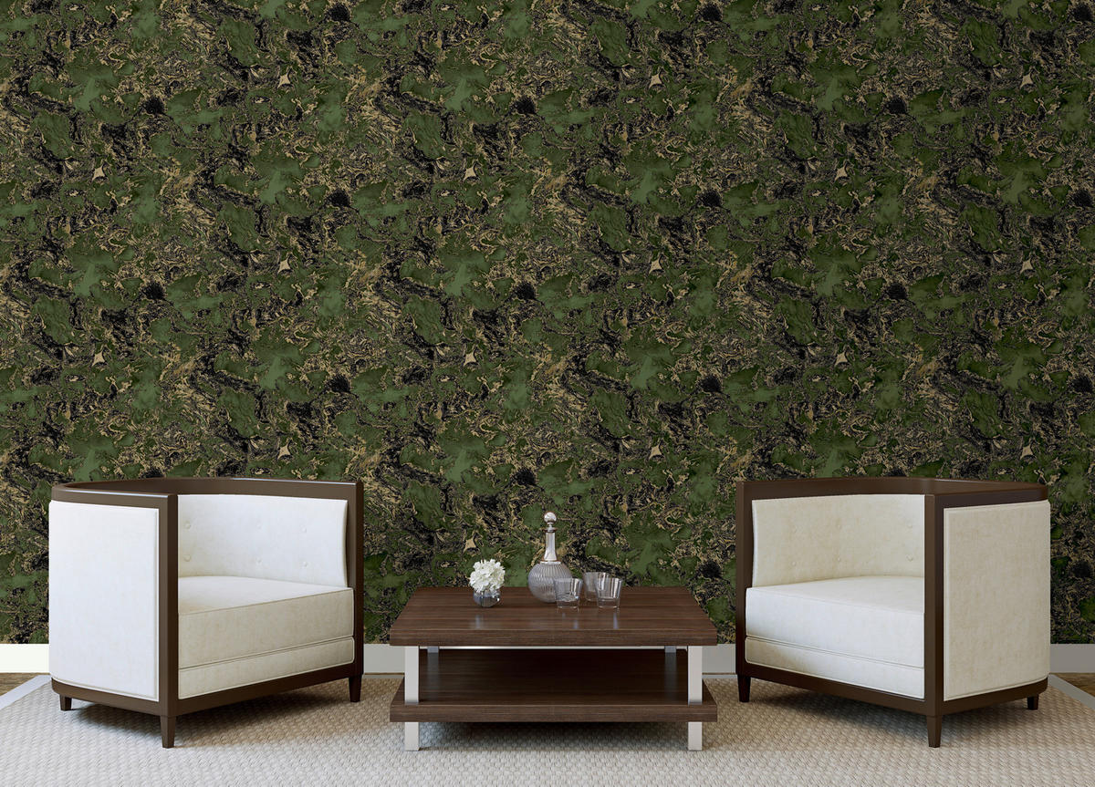 Vinyltapete Marmoroptik grün gold B/L: ca. 53x1005 cm Vinyltapete_A55604 - gold/grün (53,00/1005,00cm)