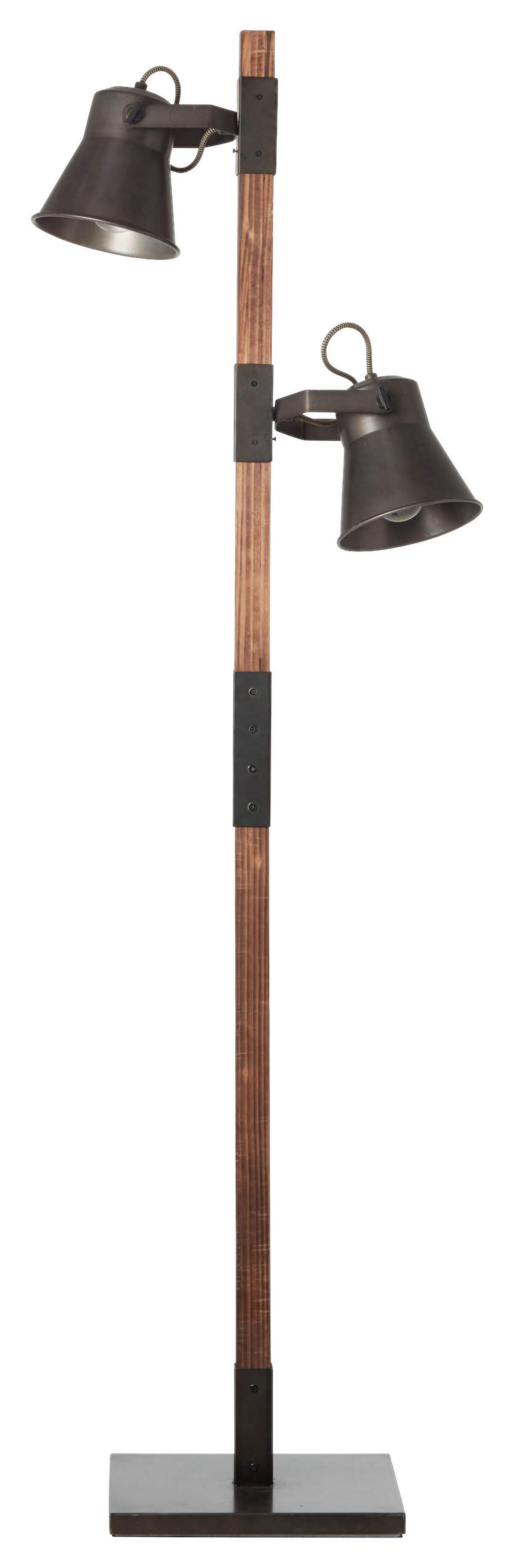 Brilliant Stehleuchte 82156/46 Plow schwarz Metall Holz H: ca. 154 cm E27 2 Brennstellen Plow - schwarz (154,00cm) - Brilliant