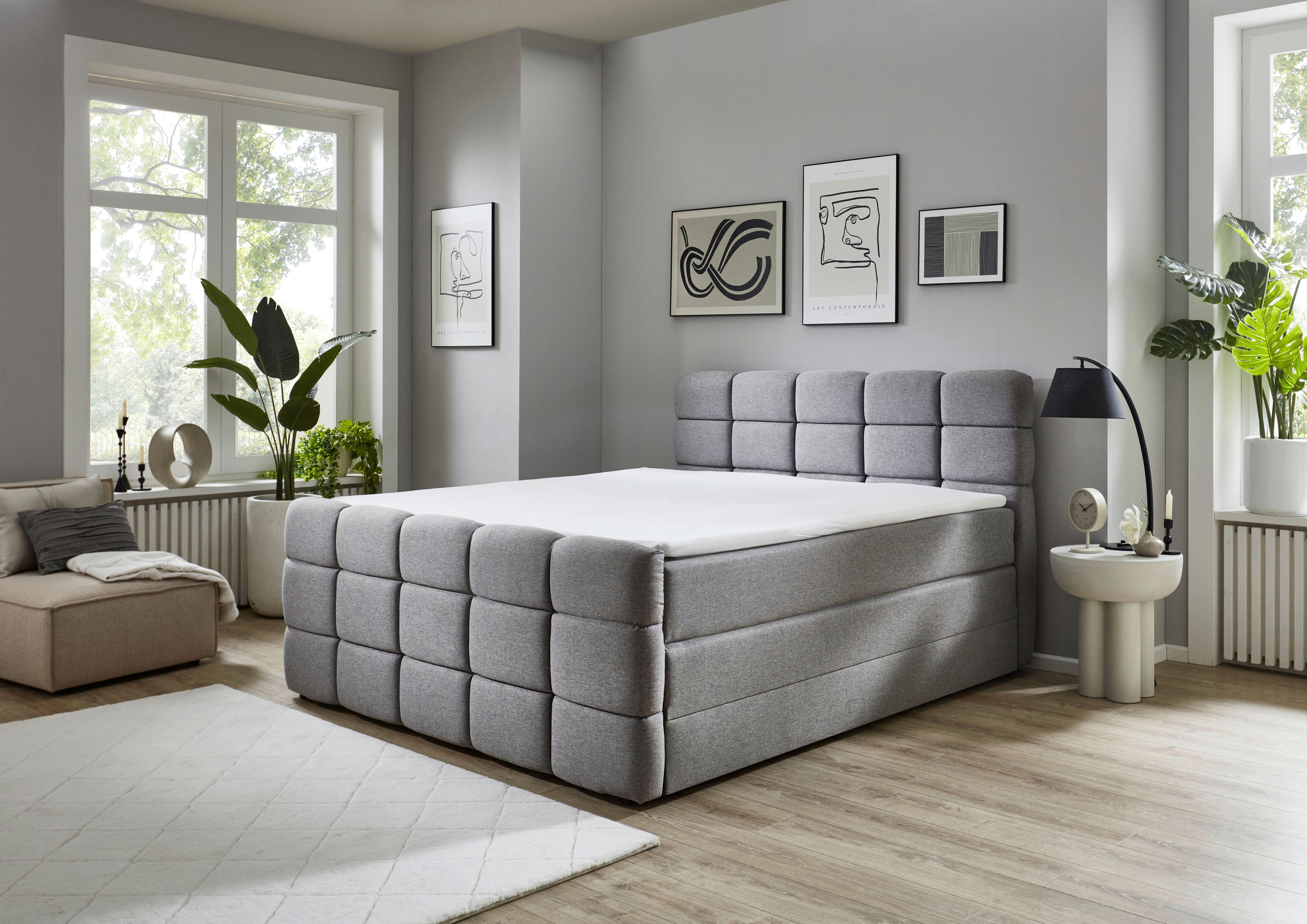 Boxspringbett Lugano hellgrau Liegefläche B/L: ca. 180x200 cm Lugano - hellgrau (190,00/119,00/220,00cm)
