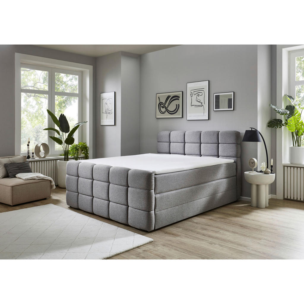 Thumbnail - Boxspringbett Lugano hellgrau Liegefläche B/L: ca. 180x200 cm
