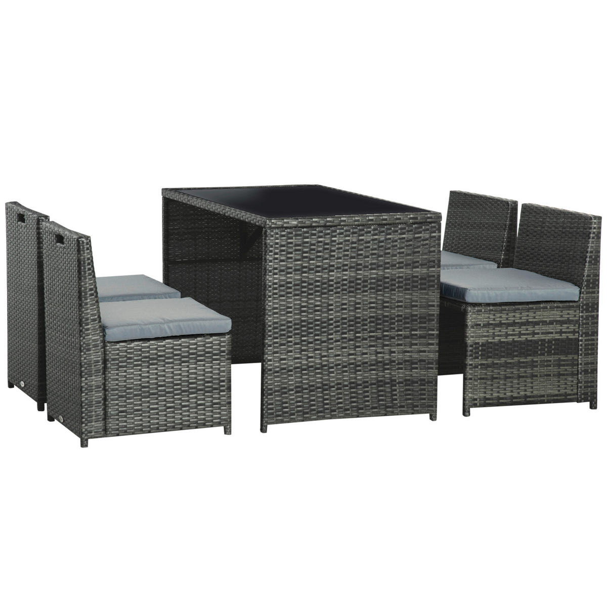 Outsunny Sitzgruppe grau Polypropylen B/H/L: ca. 69x120x77,5 cm Gartenmöbel_Set - grau (77,50/69,00/120,00cm) - Outsunny