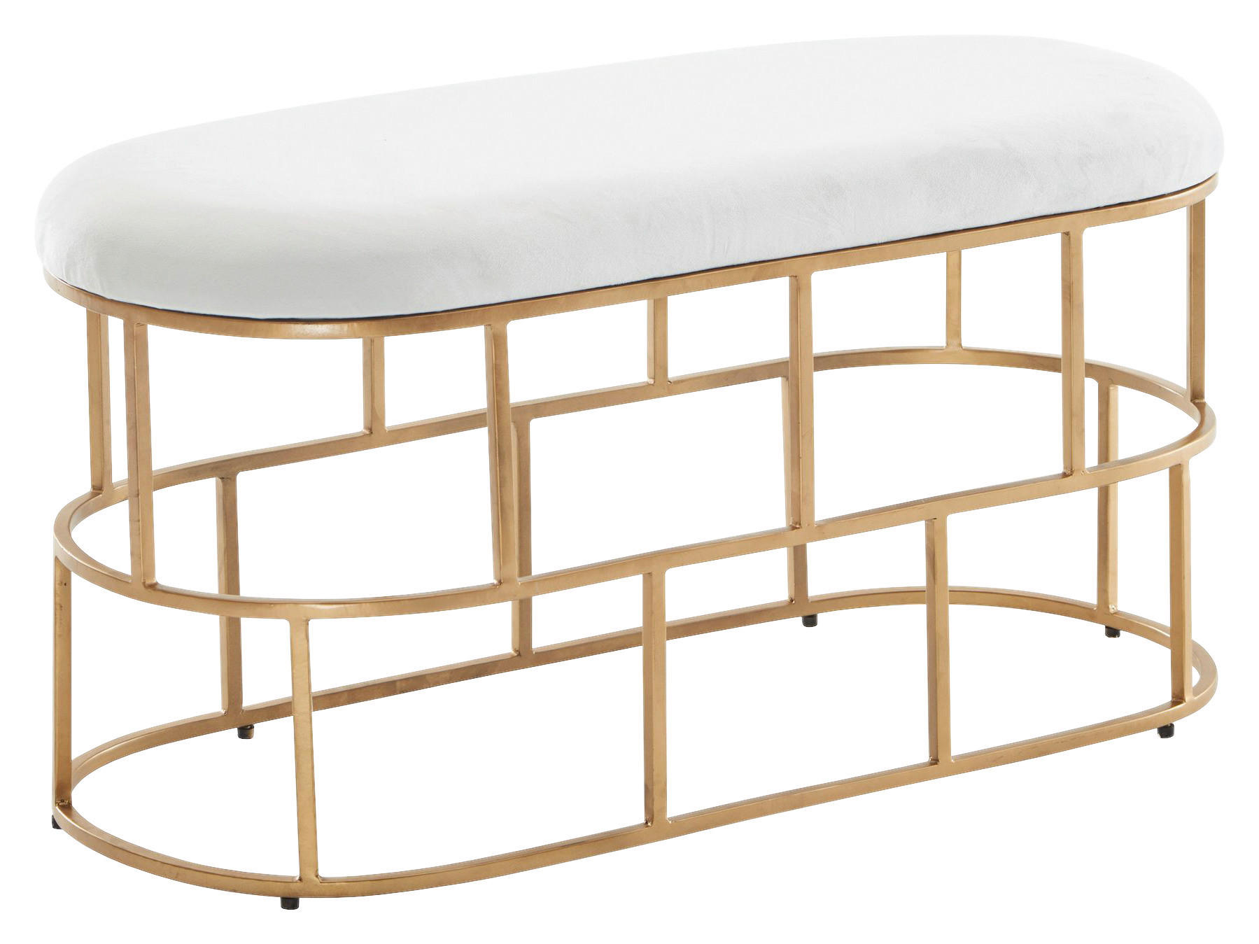 Sitzhocker gold weiß Samt Eisen B/H/T: ca. 90x46x38 cm Sitzbank - gold/weiß (90,00/46,00/38,00cm) - Wohnling