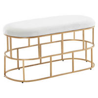 Sitzhocker gold weiß Samt Eisen B/H/T: ca. 90x46x38 cm Sitzbank - gold/weiß (90,00/46,00/38,00cm) - Wohnling