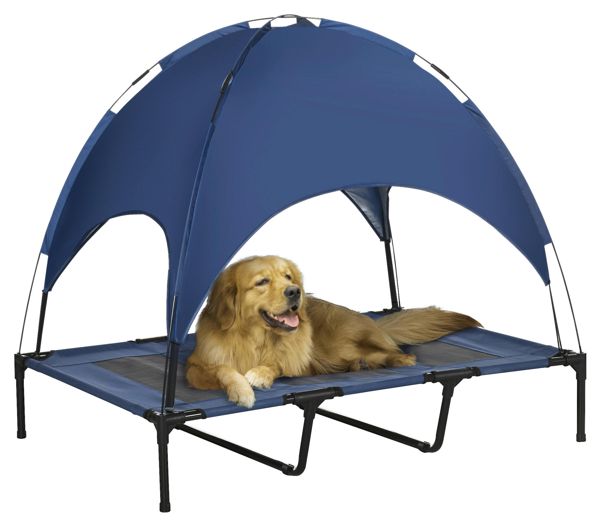 PawHut Hunde-Zubehör dunkelblau Polyester B/H/L: ca. 92x122x108 cm Hundebett - schwarz/dunkelblau (108,00/92,00/122,00cm) - PawHut