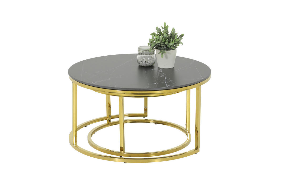 Couchtisch Joel Marmoroptik Hochglanz H/D: ca. 41x80 cm Joel - gold/Marmoroptik (80,00/41,00cm)