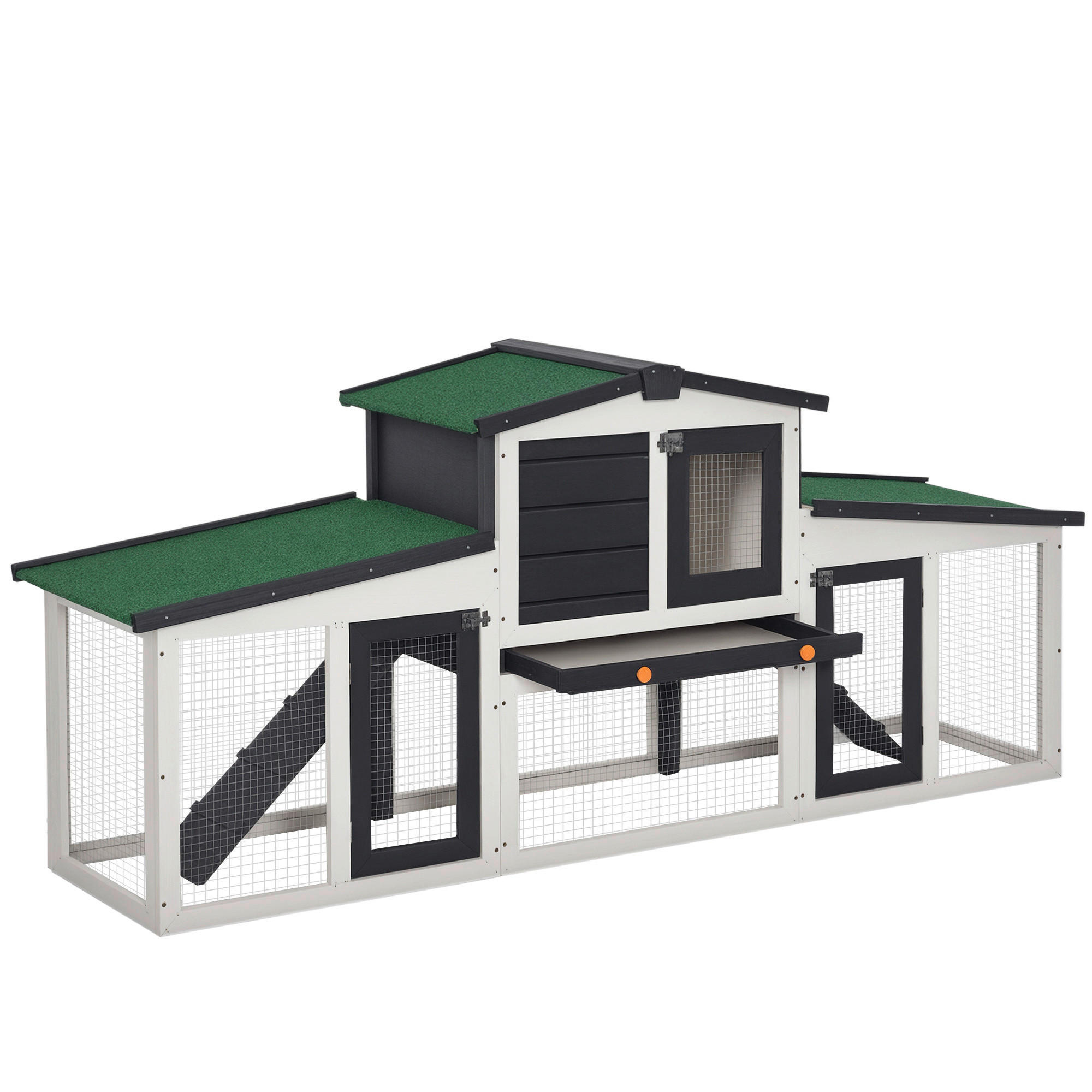 PawHut Kleintierstall weiß Holz B/H/L: ca. 45x80x204 cm Kleintierstall - weiß/dunkelgrau (204,00/45,00/80,00cm) - PawHut