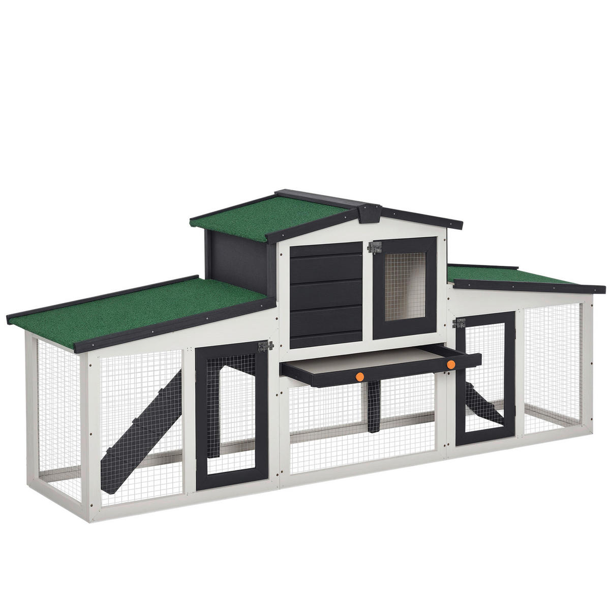 PawHut Kleintierstall weiß Holz B/H/L: ca. 45x80x204 cm Kleintierstall - weiß/dunkelgrau (204,00/45,00/80,00cm) - PawHut