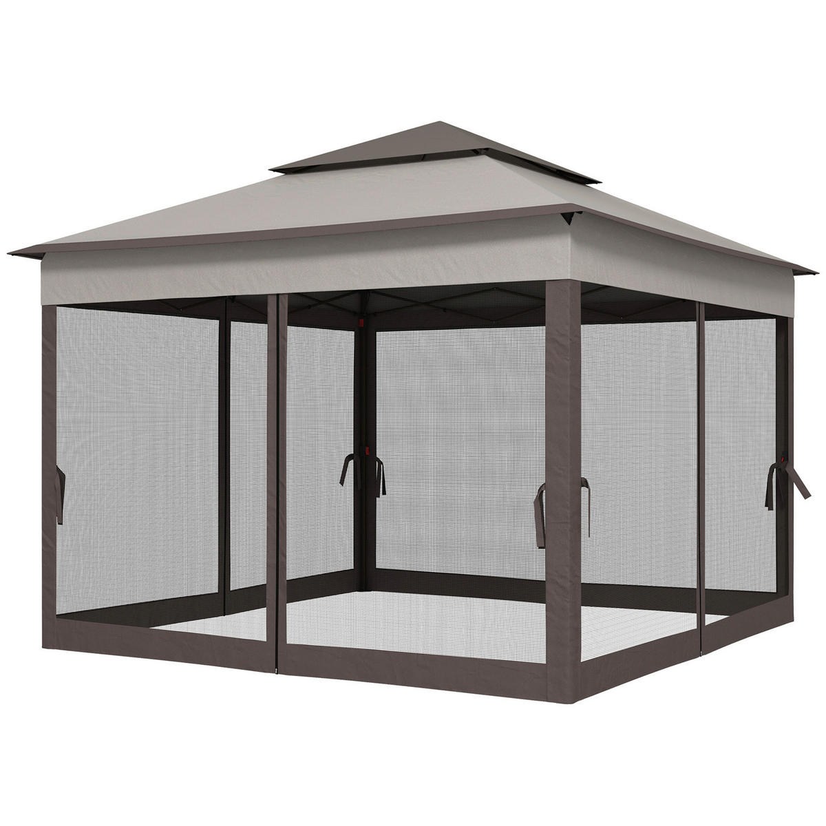 Outsunny Pavillon hellgrau Edelstahl B/H/L: ca. 325x325x270 cm Pavillon - hellgrau (270,00/325,00/325,00cm) - Outsunny