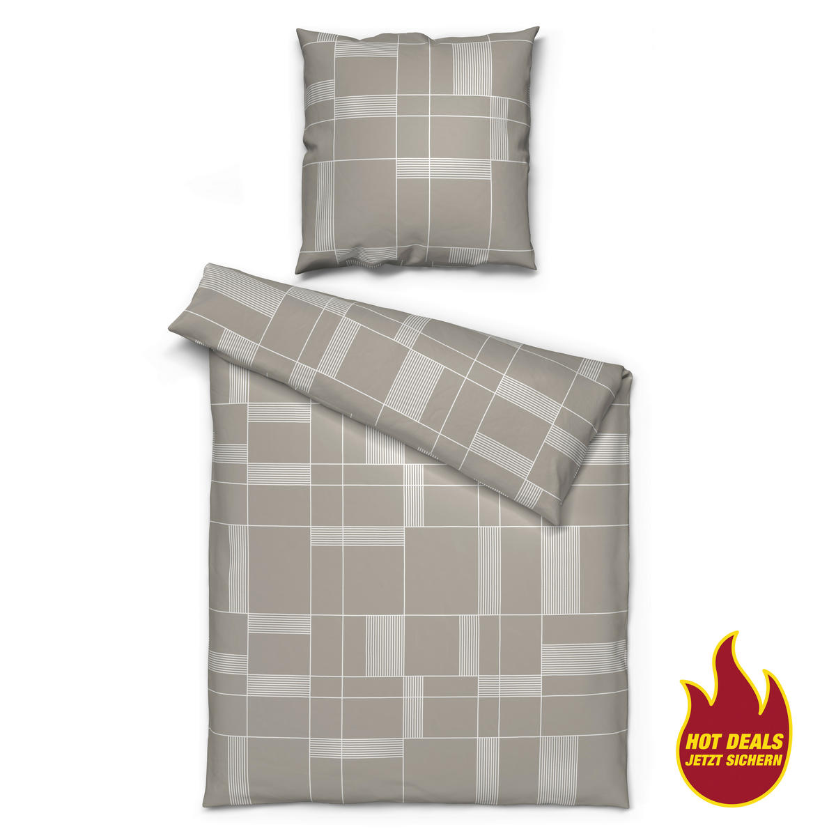 Microfaser Bettwäsche Bettwäsche_Microfaser kariert beige - beige (135,00/200,00cm) - Sensation