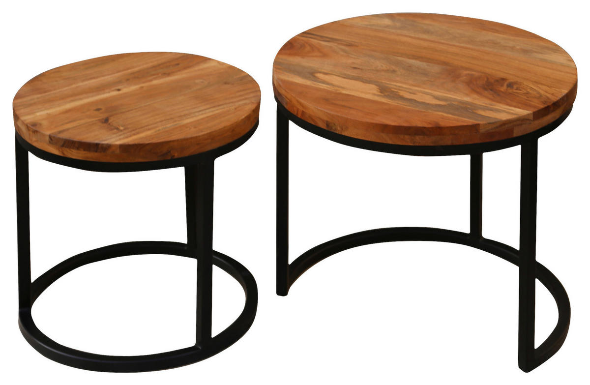 Beistelltisch SELMA natur schwarz Akazie Metall SELMA - natur/schwarz - byLIVING