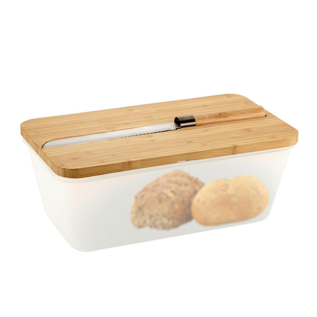 Kesper Brotbox braun Kunststoff B/H/L: ca. 20x15,5x34,8 cm Brotbox mit Messer - braun/transparent (34,80/20,00/15,50cm) - Kesper