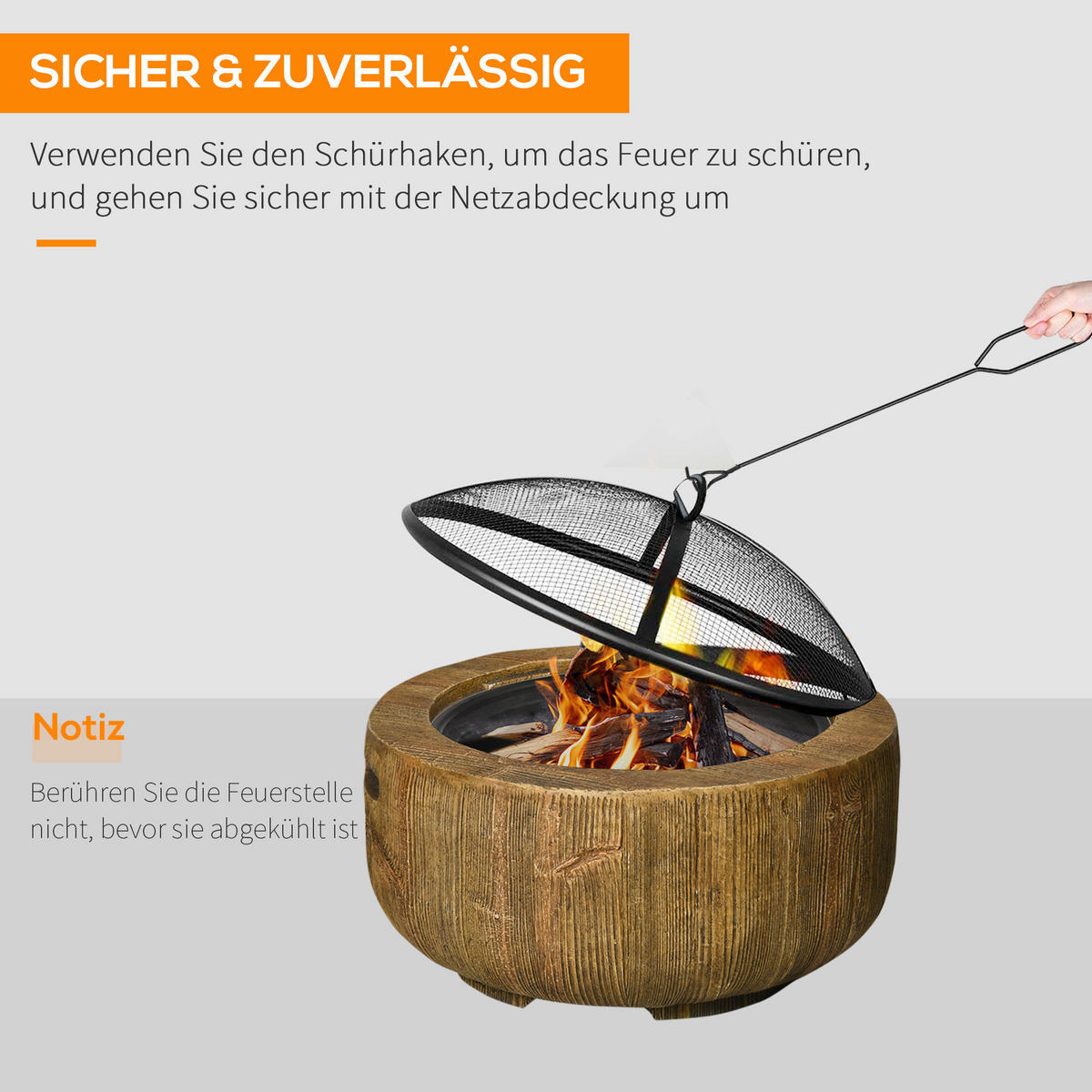 Outsunny Feuerstelle Metall B/H/L: ca. 61,5x39x61,5 cm Feuerstelle - braun (61,50/61,50/39,00cm) - Outsunny