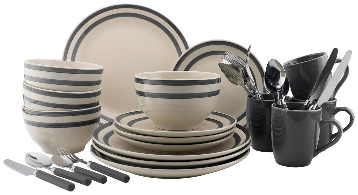 POCOline Kombiservice grau Steingut 32 tlg. Kombiservice_Starterset_32tlg. - grau - POCOline