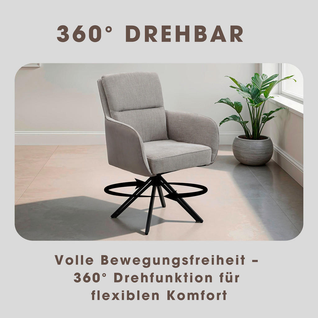 Thumbnail - Stuhl TINO schwarz grau Metall Microfaser B/H/T: ca. 62x94x70 cm