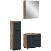 Badezimmer-Set Ice Nox Oak Nachbildung schwarz matt B/H/T: ca. 105x185x30 cm Ice - schwarz (105,00/185,00/30,00cm) - xonox.home