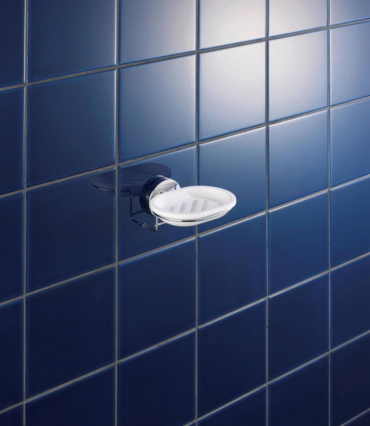 Wand-Seifenschale Chrom Stahl B/H/L: ca. 13x6x12 cm Wand-Seifenablage_Vacuum-Loc - weiß/Chrom (12,00/13,00/6,00cm) - WENKO