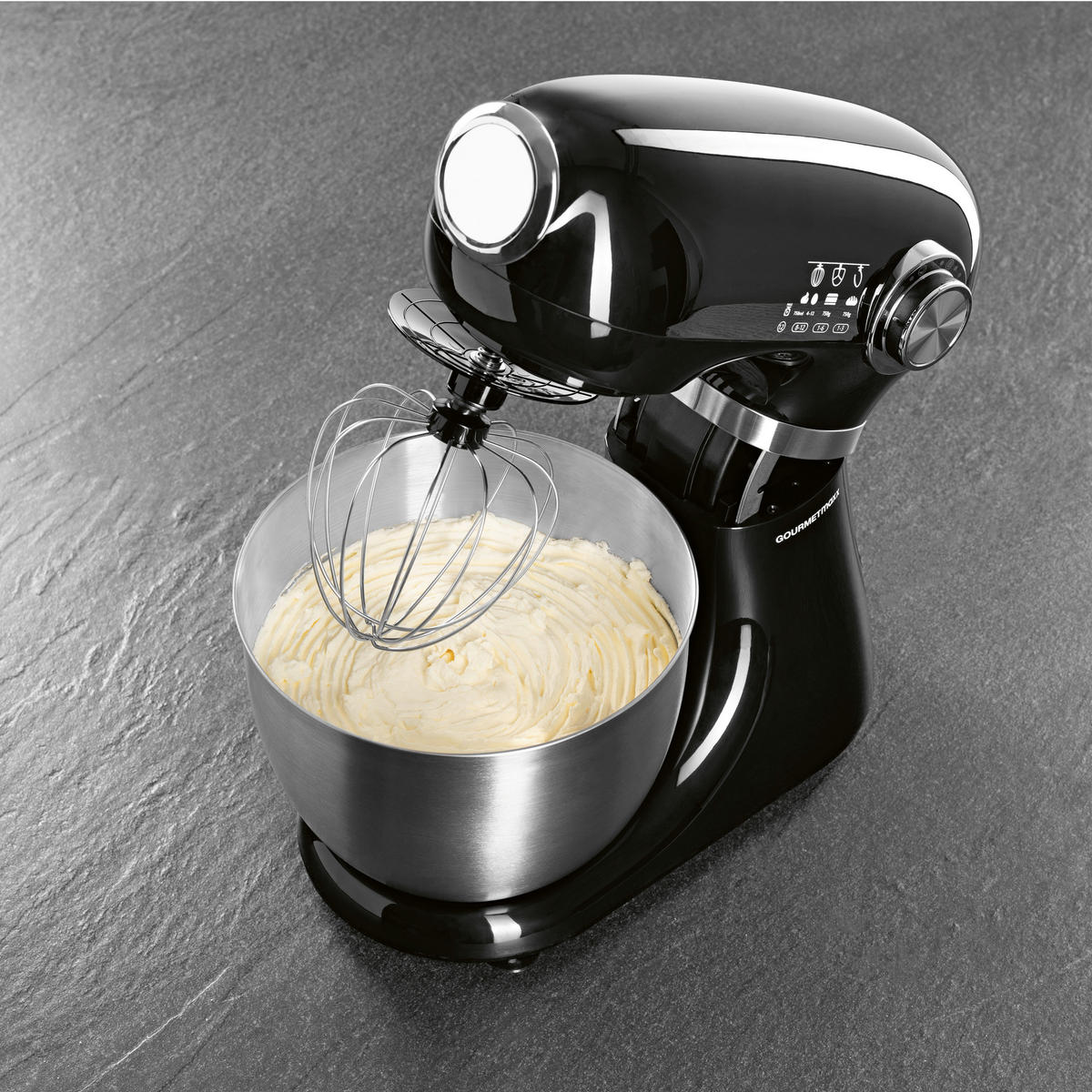 GOURMETmaxx Küchenmaschine schwarz Edelstahl B/H/L: ca. 26x38x41 cm Küchenmaschine - schwarz (41,00/26,00/38,00cm) - GOURMETmaxx
