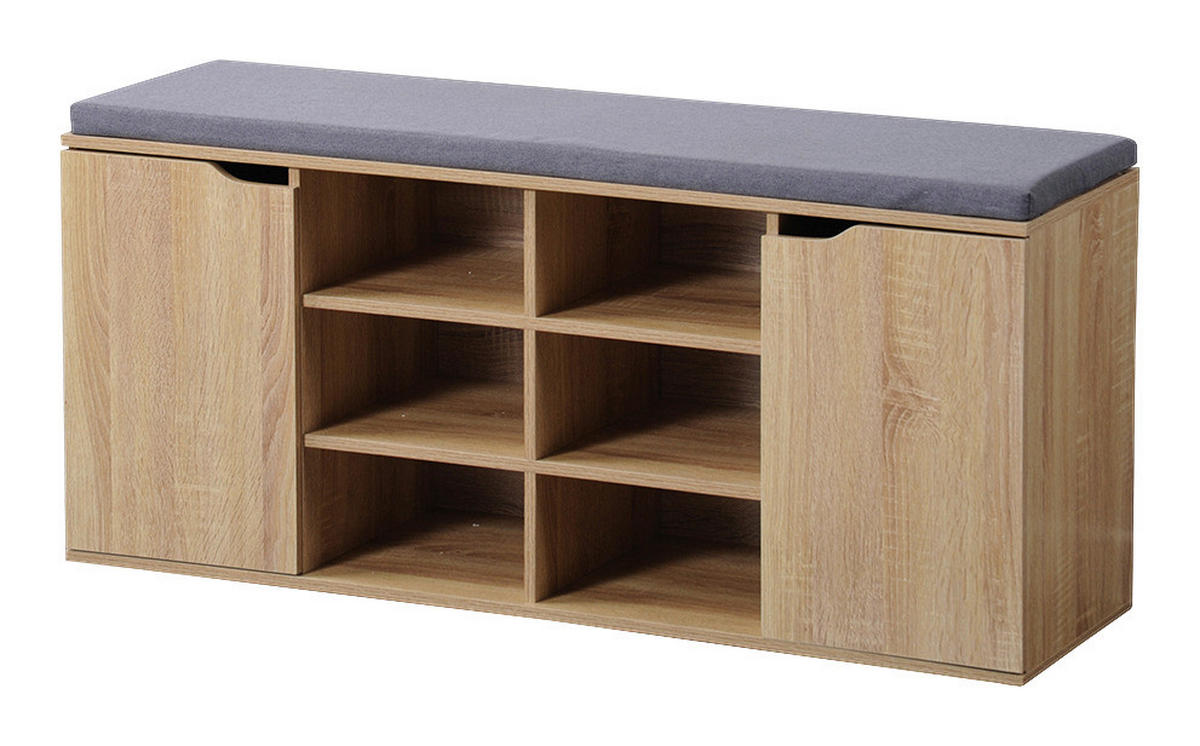 Kesper Schuhschrank mit Sitzkissen Eiche Spanplatte B/H/T: ca. 103x48x30,5 cm Schuhschrank_mit_Sitzkissen - Eiche/grau (103,00/48,00/30,50cm) - Kesper