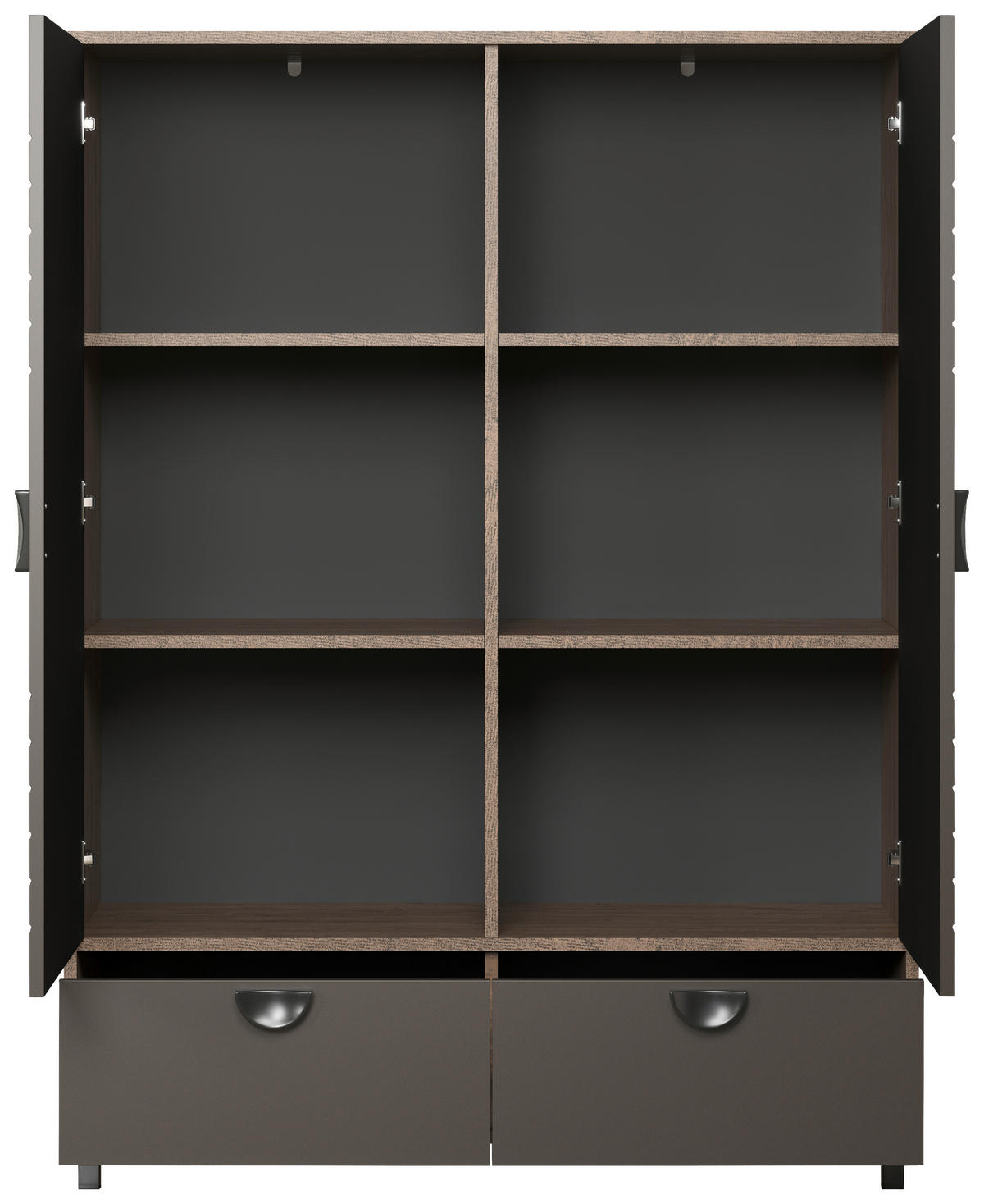 Highboard Fusion Eiche dunkel Nachbildung bronze Optik B/H/T: ca. 120x163x42 cm Fusion - Eiche/bronze (120,00/163,00/42,00cm)