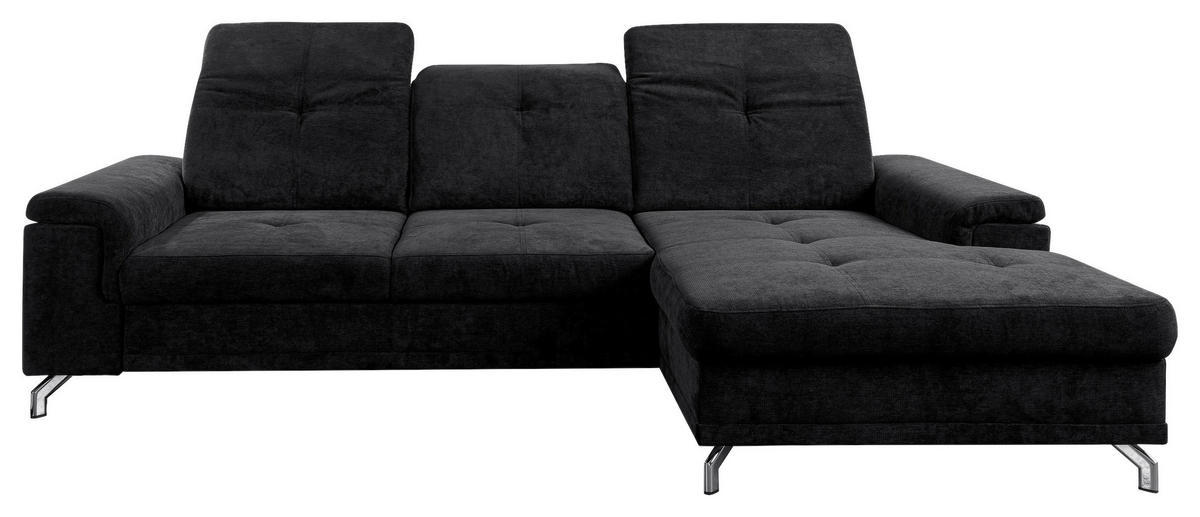 Ecksofa Malmö schwarz Microfaser B/H/T: ca. 270x104x170 cm Malmö - schwarz/Chrom (270,00/104,00/170,00cm)