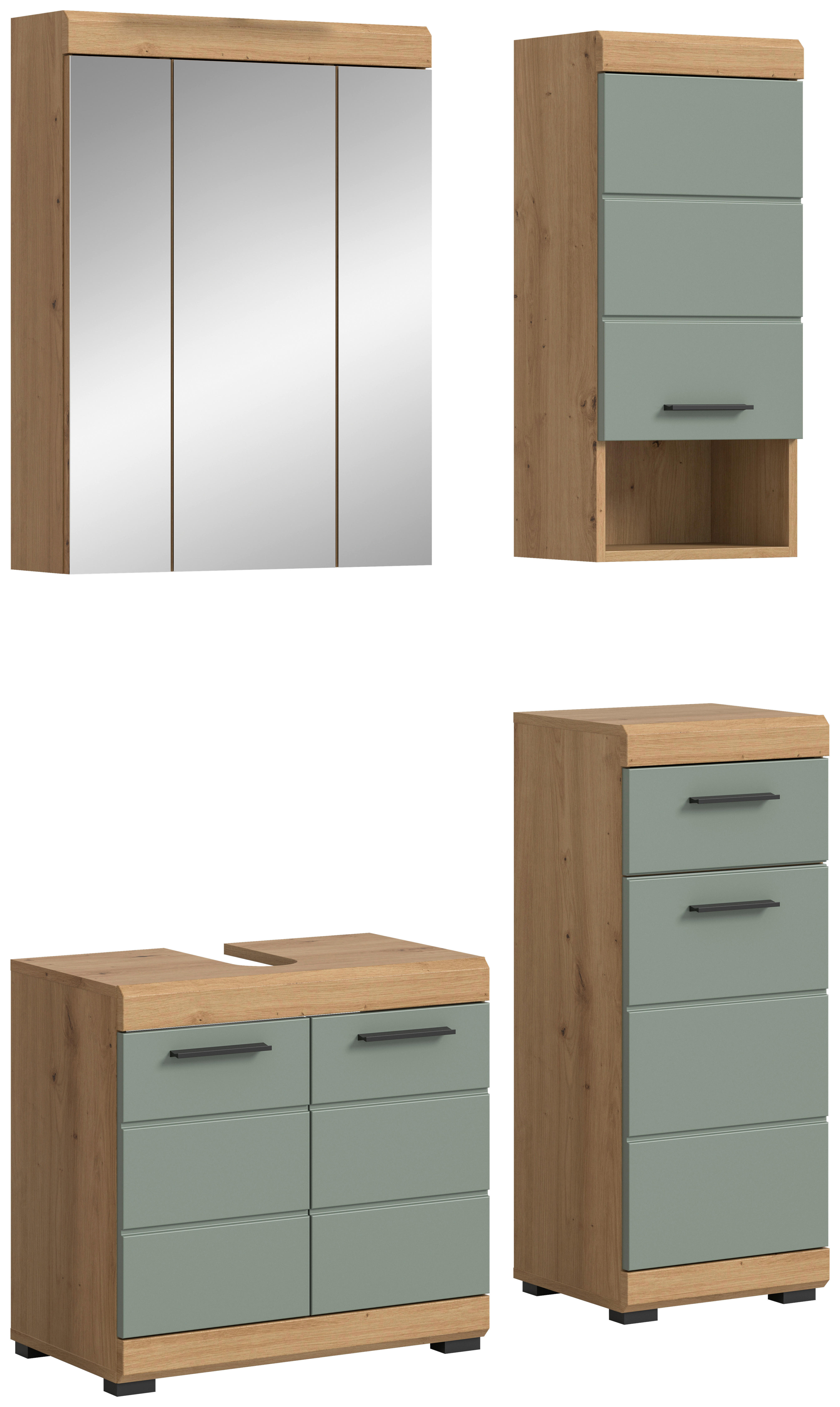 Badezimmer-Set Scout Eiche Artisan Nachbildung salbei Nachbildung B/H/T: ca. 112x191x34 cm Scout - Eiche/salbei (112,00/191,00/34,00cm) - xonox.home