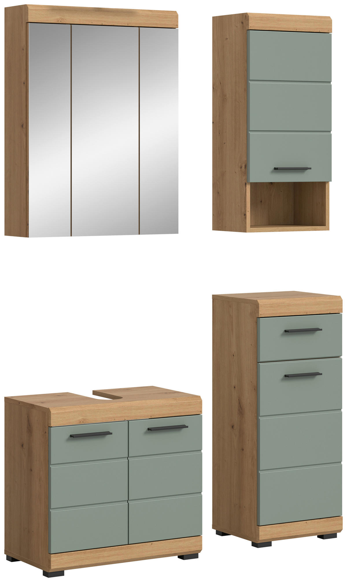 Badezimmer-Set Scout Eiche Artisan Nachbildung salbei Nachbildung B/H/T: ca. 112x191x34 cm Scout - Eiche/salbei (112,00/191,00/34,00cm) - xonox.home