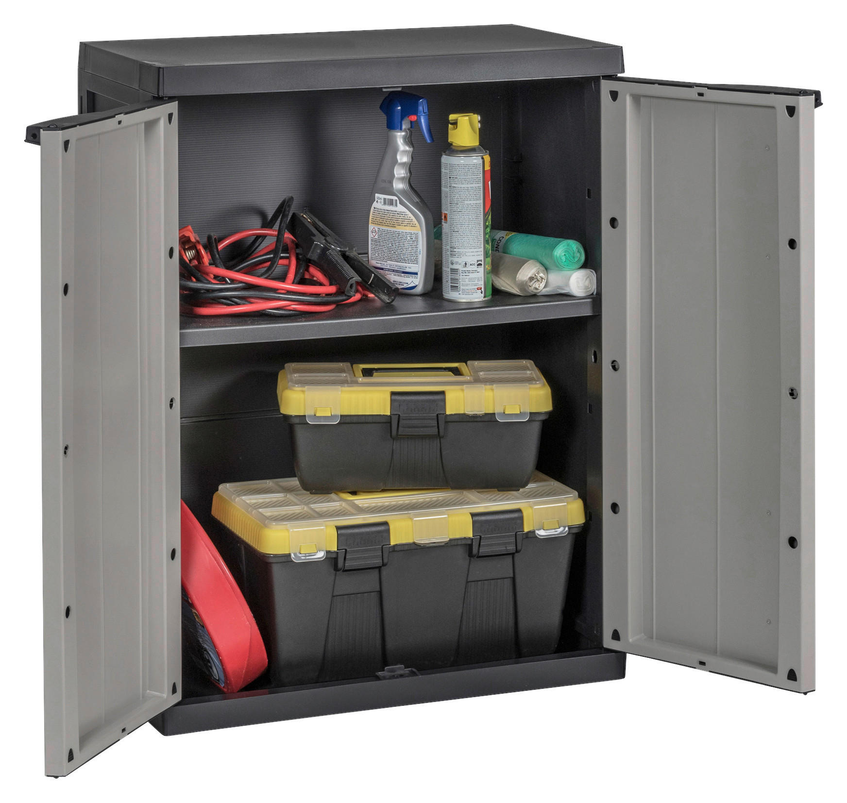 Toomax Kunststoffschrank grau B/H/T: ca. 65x85x37 cm Kunststoffschrank_Bios_Midi_niedrig - schwarz/grau (65,00/85,00/37,00cm) - Toomax