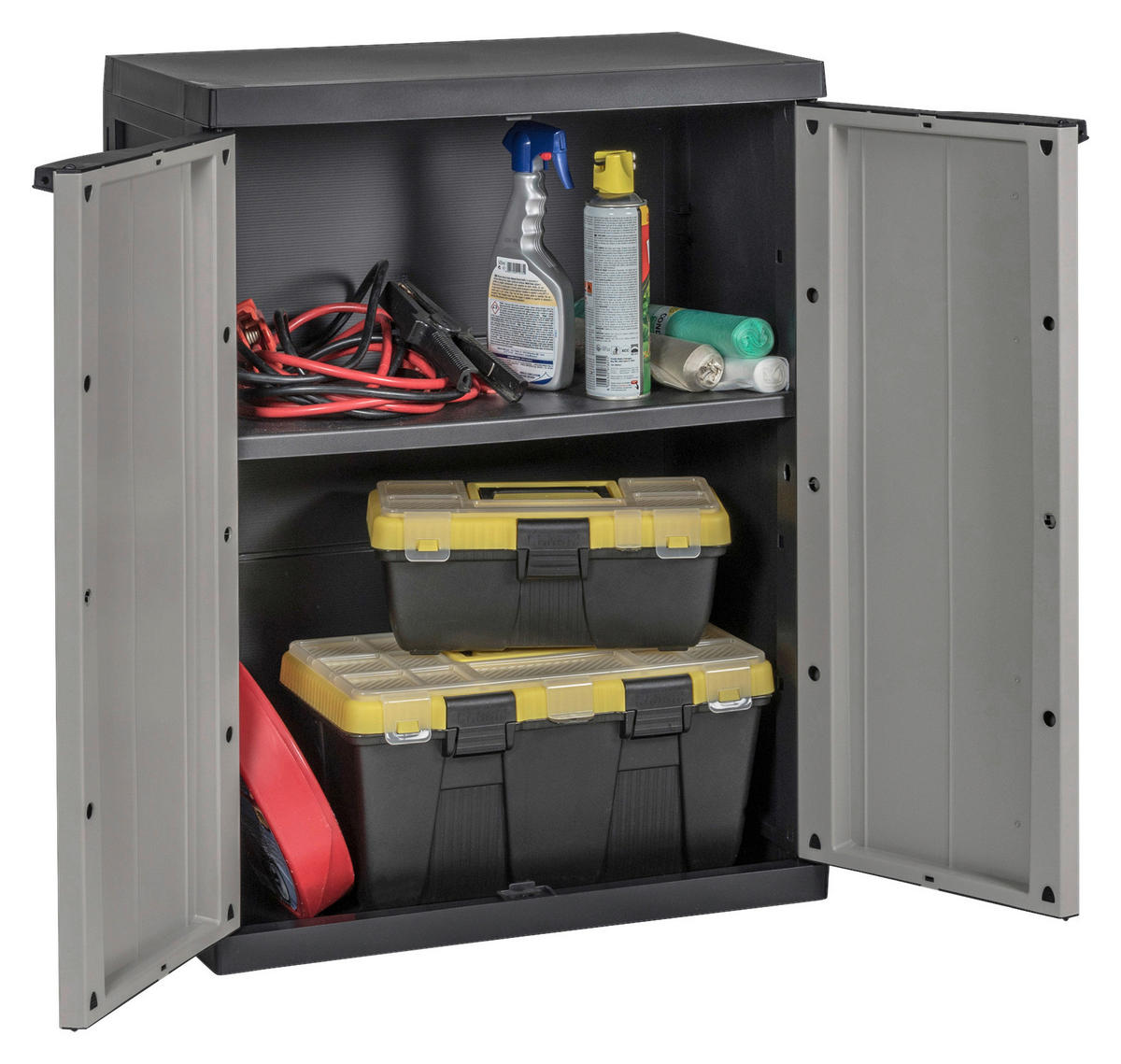 Toomax Kunststoffschrank grau B/H/T: ca. 65x85x37 cm Kunststoffschrank_Bios_Midi_niedrig - schwarz/grau (65,00/85,00/37,00cm) - Toomax