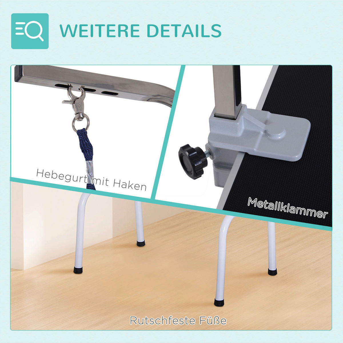 PawHut Tier-Zubehör schwarz Edelstahl B/H/L: ca. 48x81x80 cm Trimmtisch - weiß/schwarz (80,00/48,00/81,00cm) - PawHut