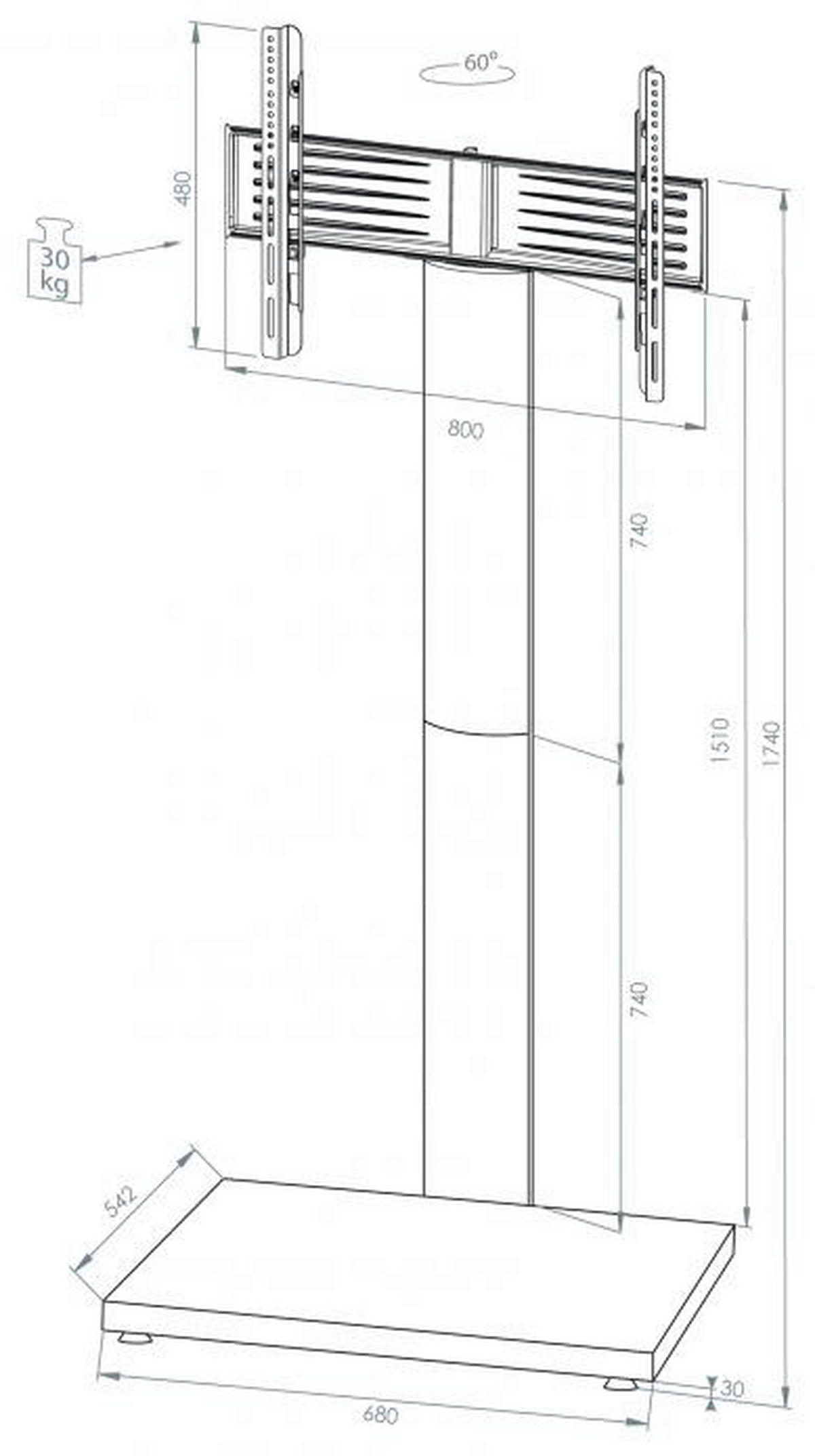 VCM TV-Standfuß TV Standfuß schwarz silber Onu Schwarzlack  TV Standfuß - schwarz/silber (68,00/174,00/60,00cm) - VCM