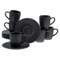 CreaTable Espressotassen-Set Soft Touch schwarz Steinzeug 12 tlg. Soft Touch - schwarz - CreaTable