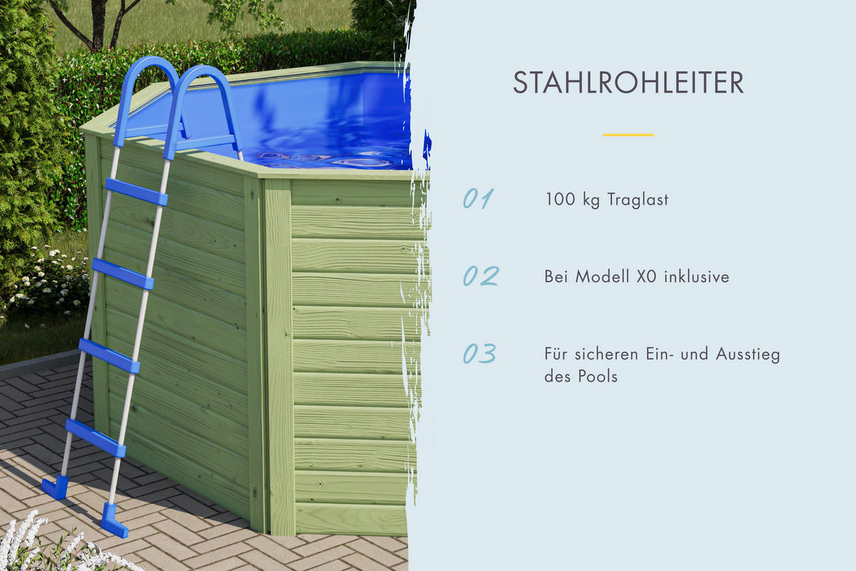 Karibu Pool Kalani natur Holz B/H/L: ca. 121x121x350 cm Kalani - natur (350,00/121,00/121,00cm) - Karibu