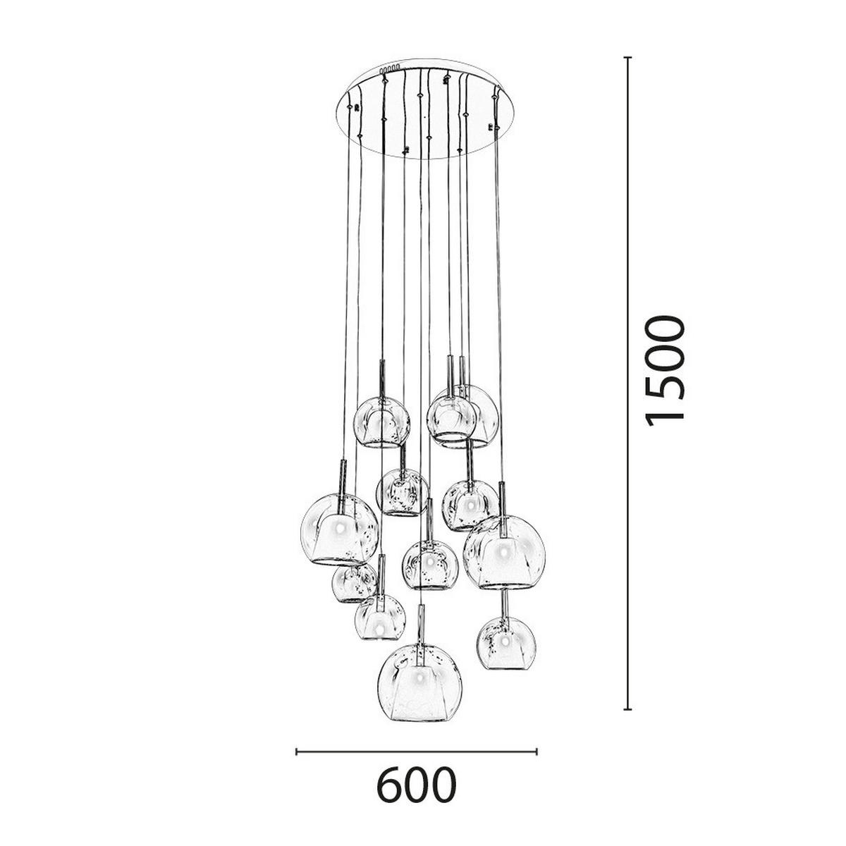 SPOT Light Pendelleuchte BELLEZIA silber Kupfer Chrom Kupfer H/D: ca. 150x60 cm null 12 Brennstellen Bellezia - Kupfer/silber (60,00/150,00cm) - SPOT Light