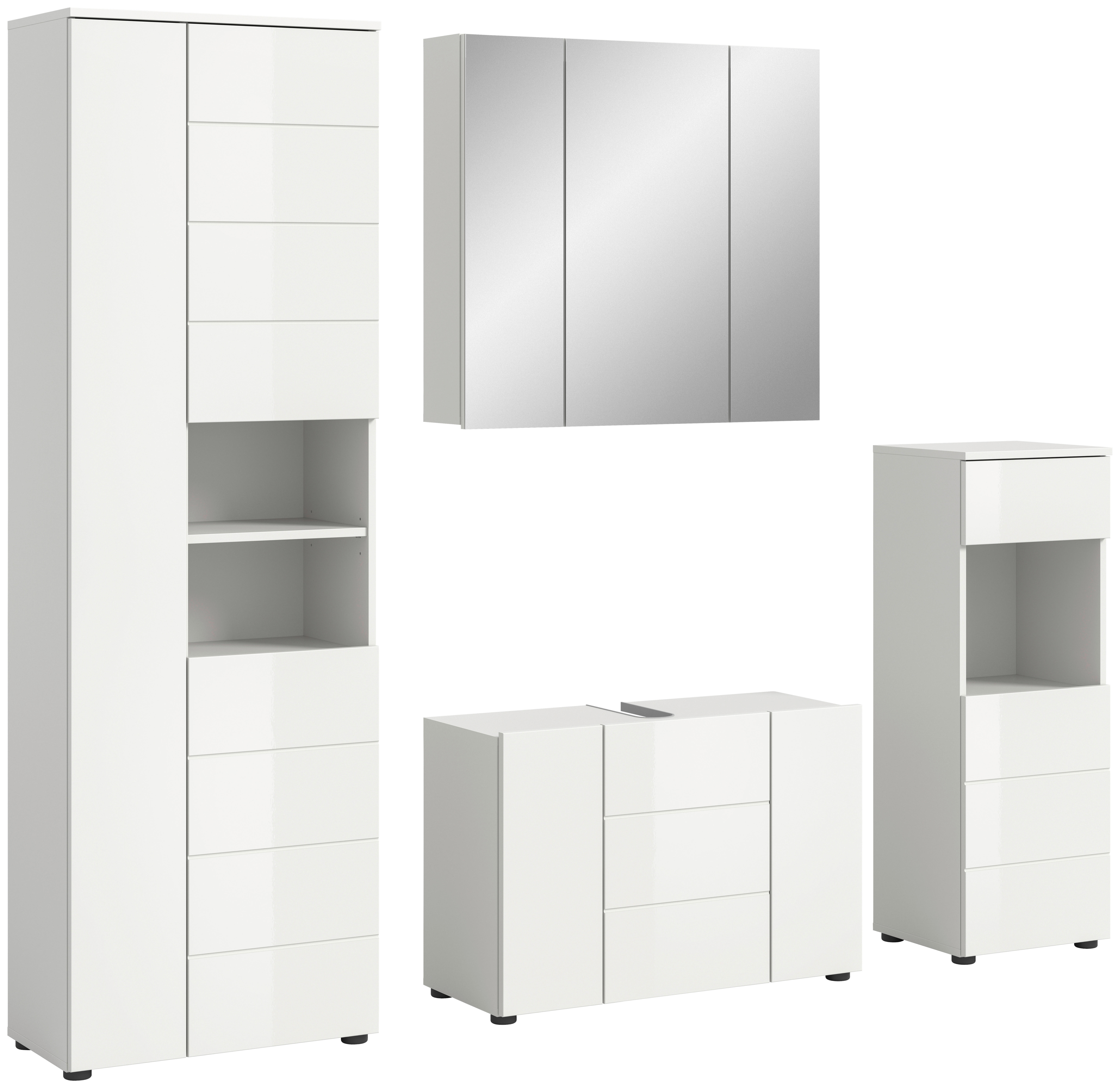 Badezimmer-Set VIRA weiß weiß Hochglanz B/H/T: ca. 210x190x34 cm VIRA - weiß (210,00/190,00/34,00cm) - xonox.home