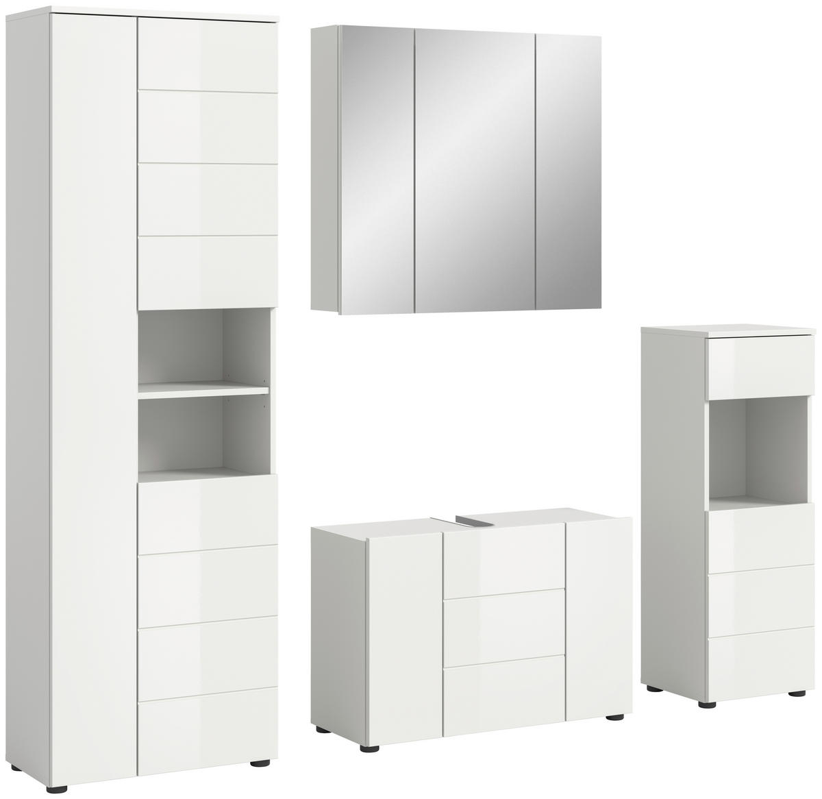 Badezimmer-Set VIRA weiß weiß Hochglanz B/H/T: ca. 210x190x34 cm VIRA - weiß (210,00/190,00/34,00cm) - xonox.home