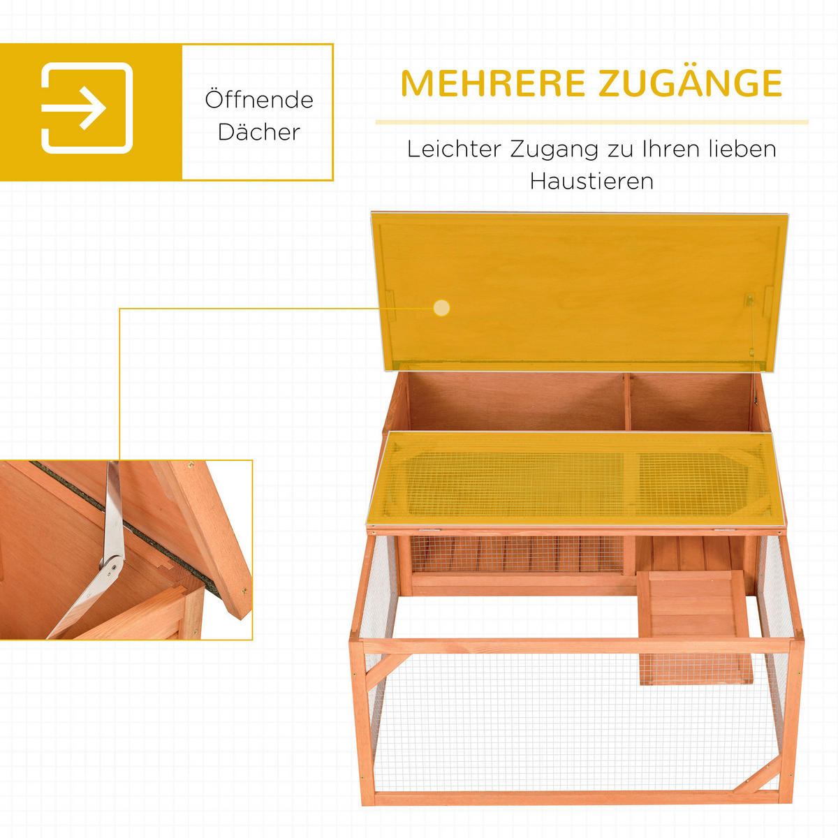 PawHut Stall orange Holz B/H/L: ca. 100x125,5x49 cm Kleintierstall - orange (49,00/100,00/125,50cm) - PawHut