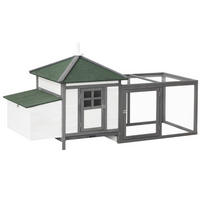 PawHut Hühnerstall grau Holz B/H/L: ca. 73,5x98x196 cm Hühnerstall - weiß/grün (196,00/73,50/98,00cm) - PawHut