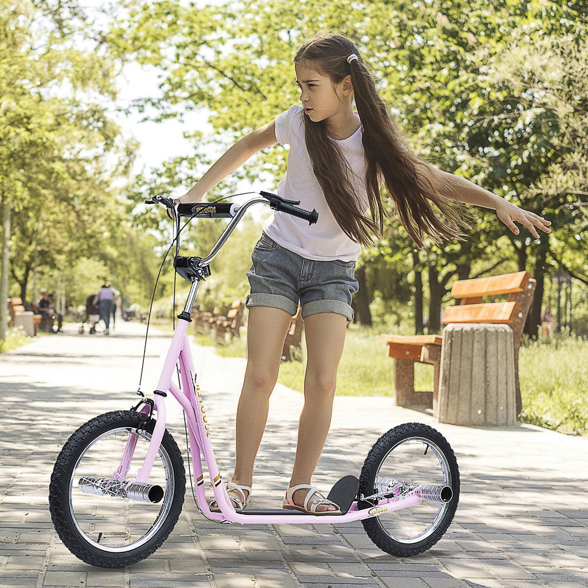 HOMCOM Kinderroller rosa Kinderroller - rosa (143,00/58,00/100,00cm) - HOMCOM
