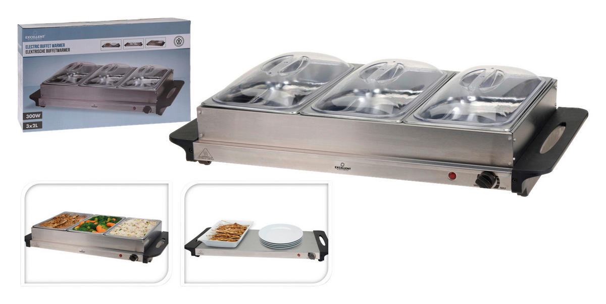 Elektrischer Buffet Wärmer EL7000010 silber Edelstahl B/H/T: ca. 64x36x15 cm Elektrischer_Buffet-Wärmer - silber (64,00/36,00/15,00cm)