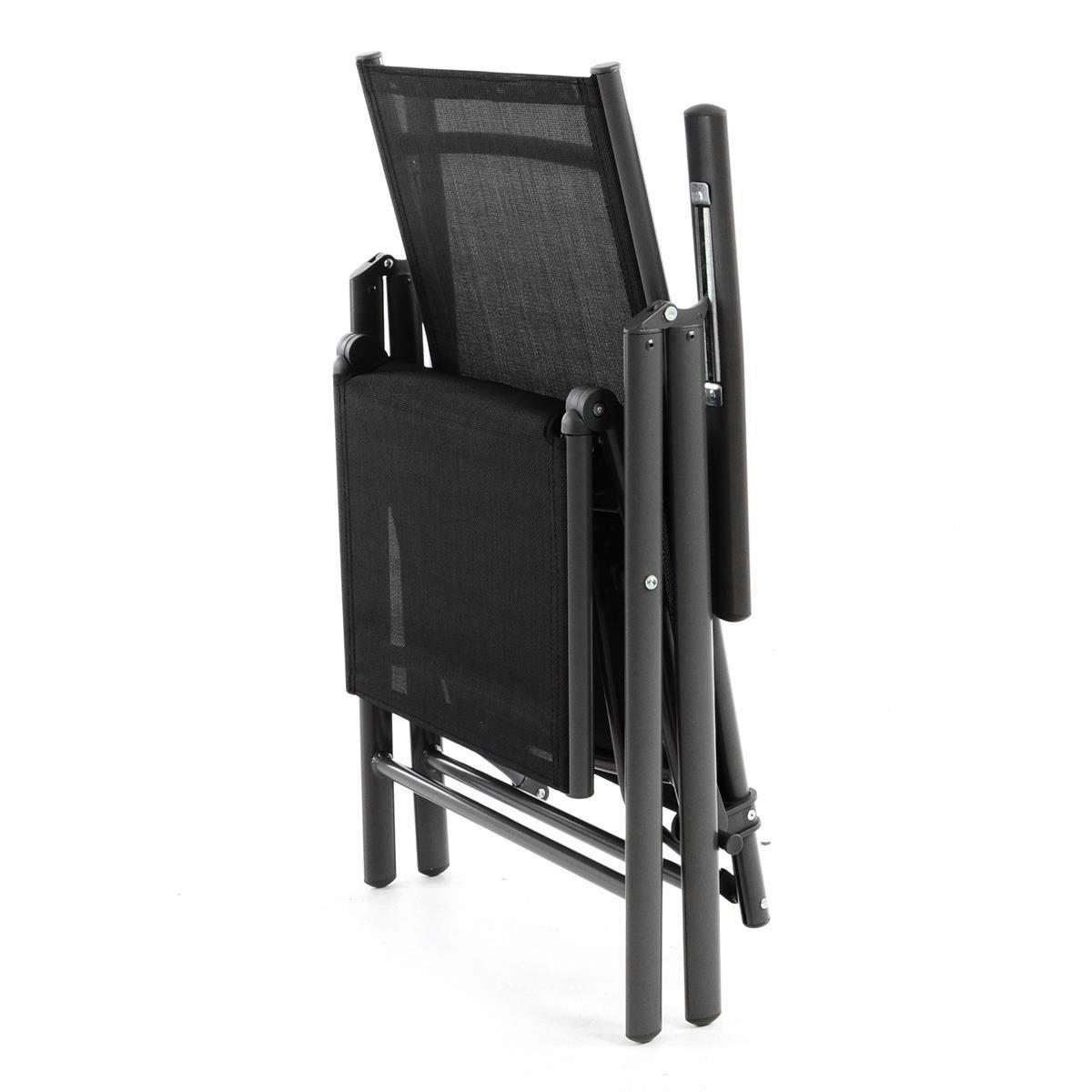 VCM Gartenstuhl schwarz Kunststoff B/H/L: ca. 60x155x55 cm Gartenstuhl mit Fußstütze - schwarz (55,00/60,00/155,00cm) - VCM