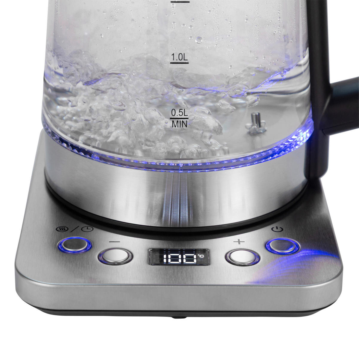 POCOline Wasserkocher silber Edelstahl Glas Kunststoff B/H/L: ca. 22,1x24,2x23,1 cm ca. 1,7 l Wasserkocher_Glas_Hot-One - silber (23,10/22,10/24,20cm) - POCOline